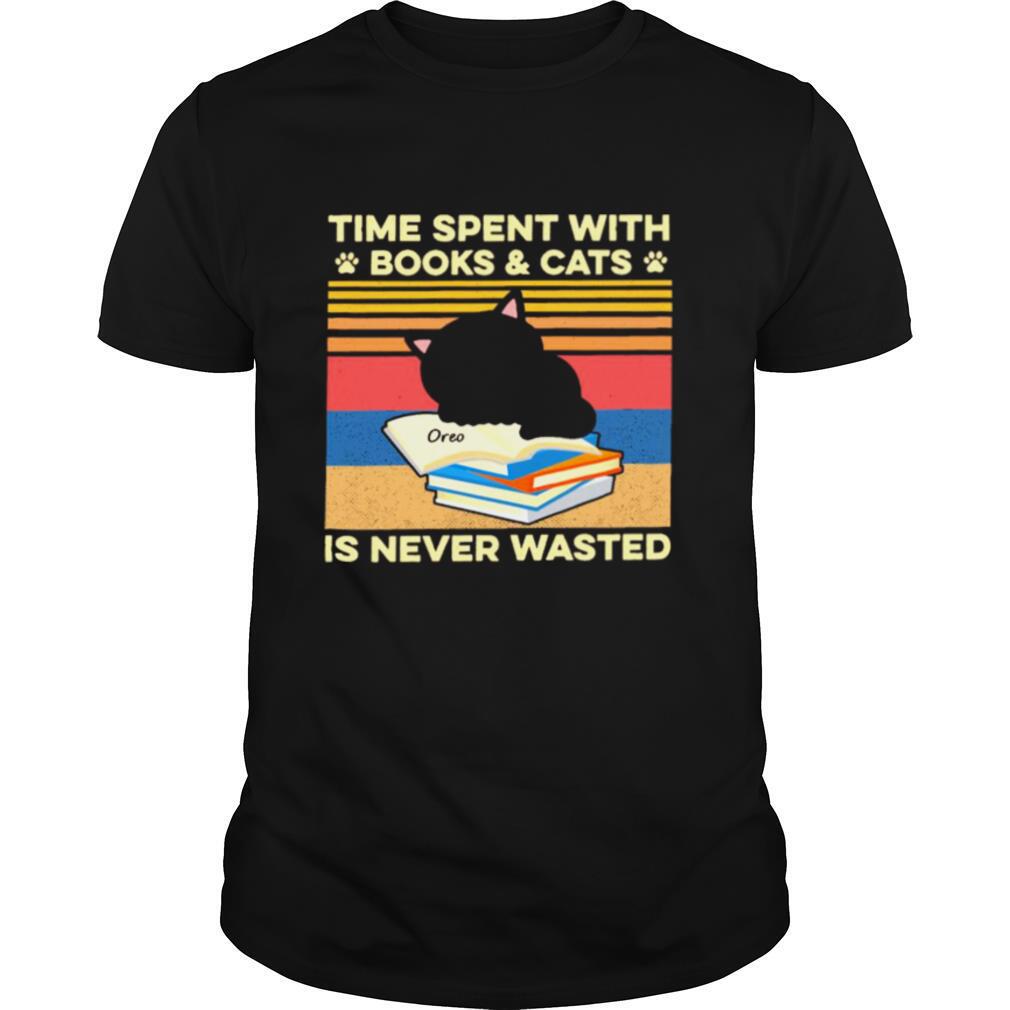 Cat time spent with books and cats is never wasted vintage shirt