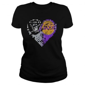 Las vegas Raiders and Los Angeles Lakers hearts shirt