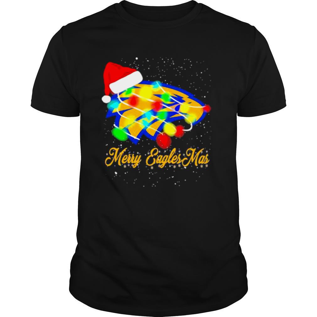 Merry Eagles Mar Hat Santa Claus Lights Christmas shirt