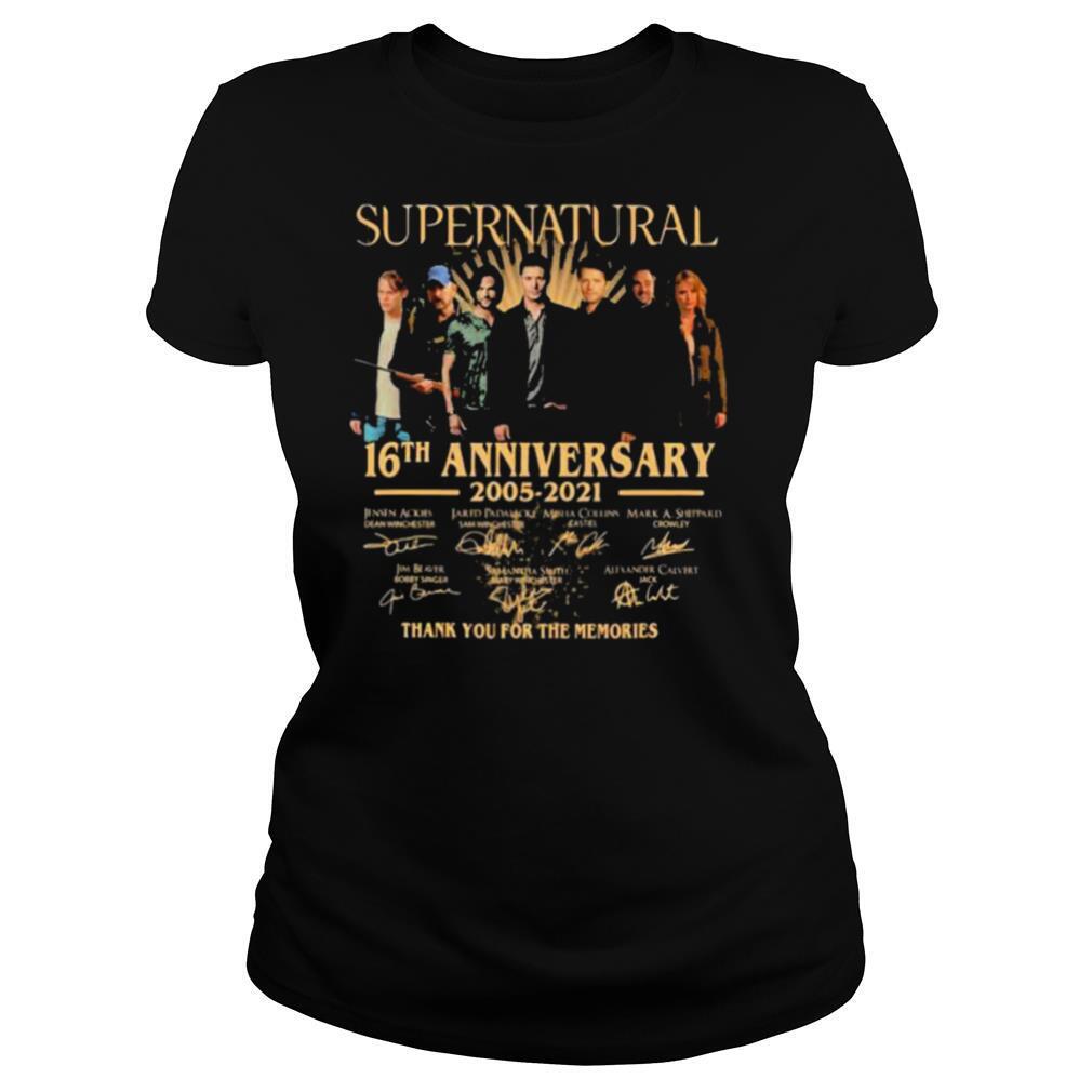 Supernatural 16th Anniversary 2005 2021 Thank You For The Memories Signature shirt