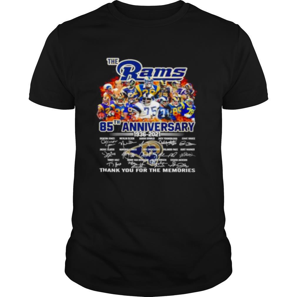 The Los Angeles Rams 85th anniversary 1936 2021 thank you for the memories shirt
