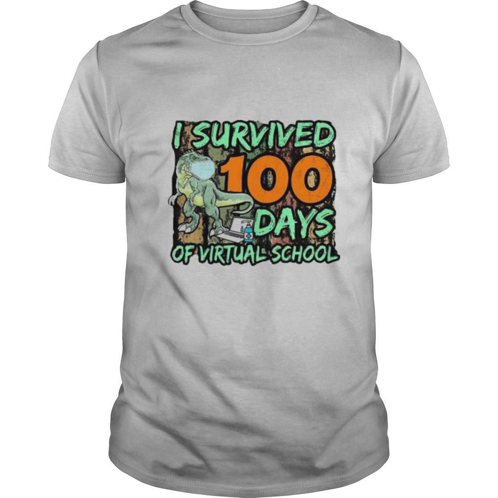 Dinosaurs mask I survived 100 days of virtual school shirt