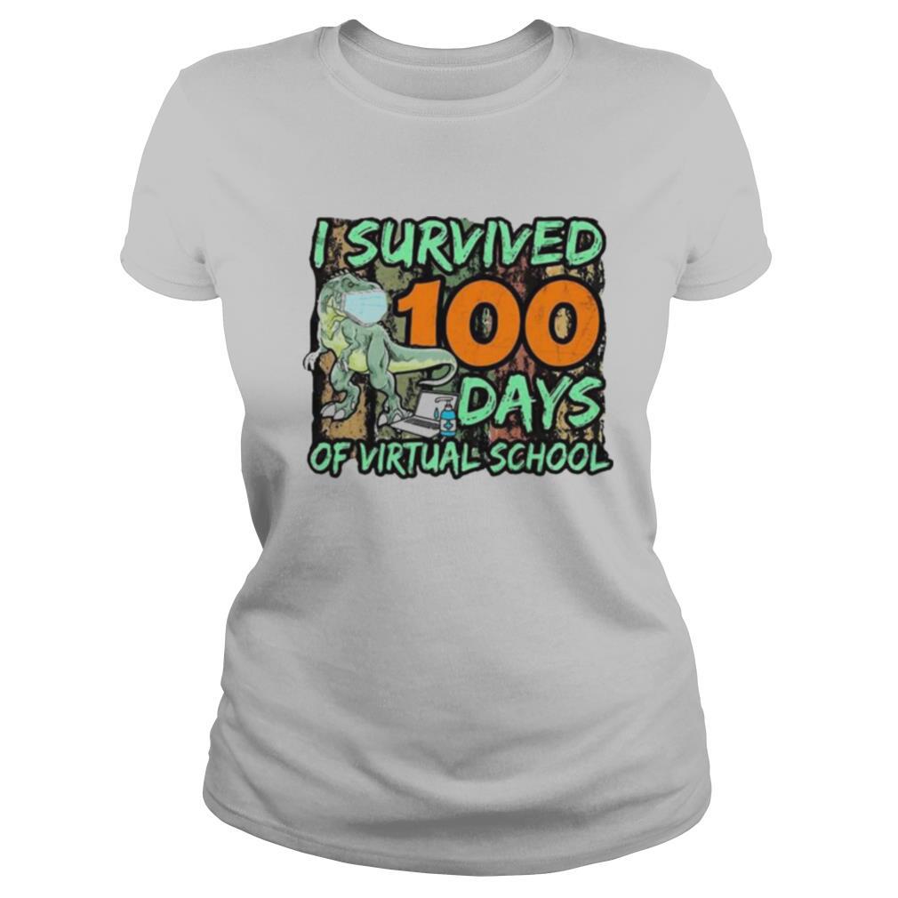 Dinosaurs mask I survived 100 days of virtual school shirt