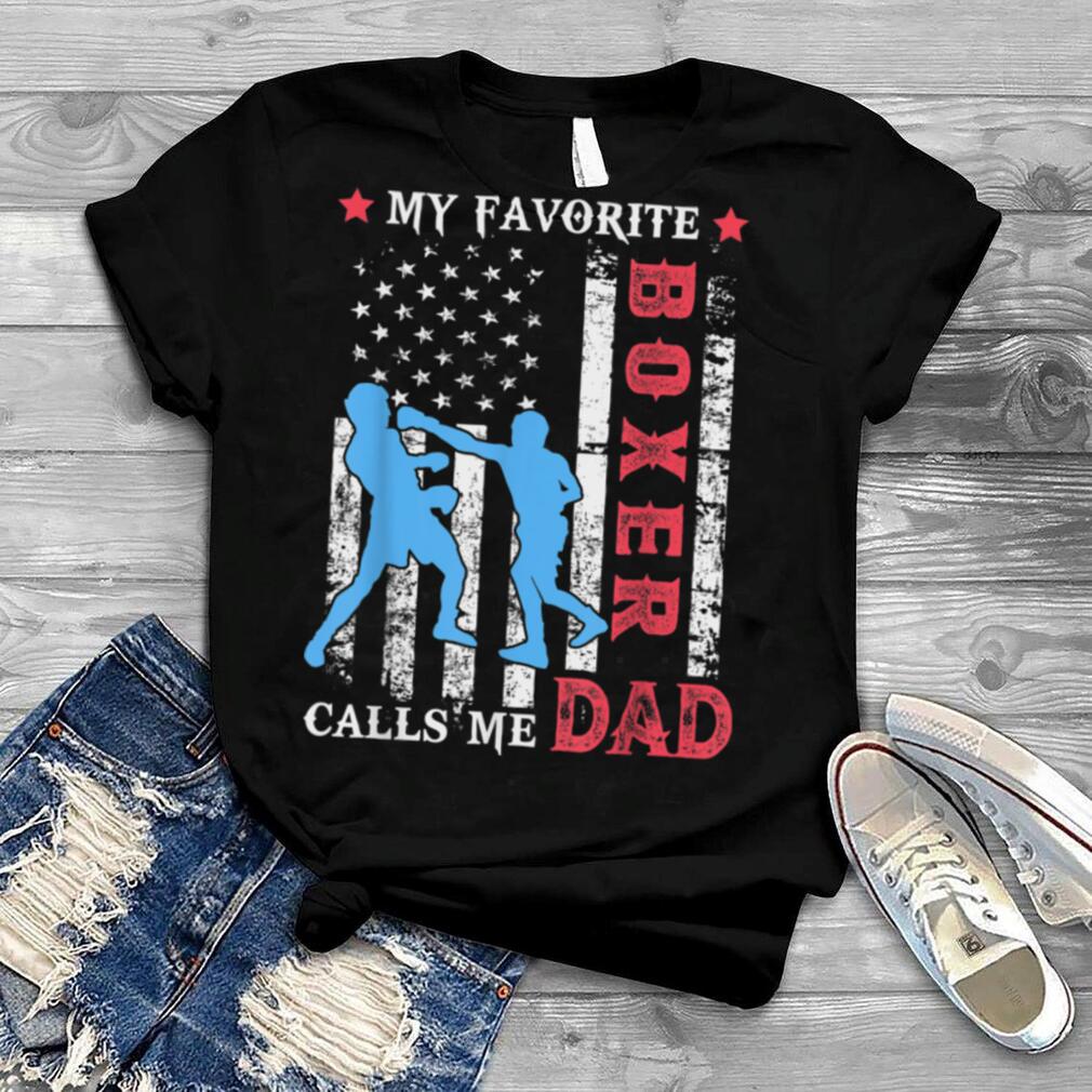 Mens My Favorite Boxer Calls Me Dad USA Flag Father's day T Shirt
