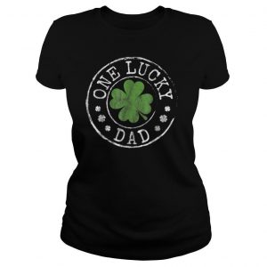 Mens One Lucky Dad Father Funny Irish Shamrocks St Patrick's Day T Shirt