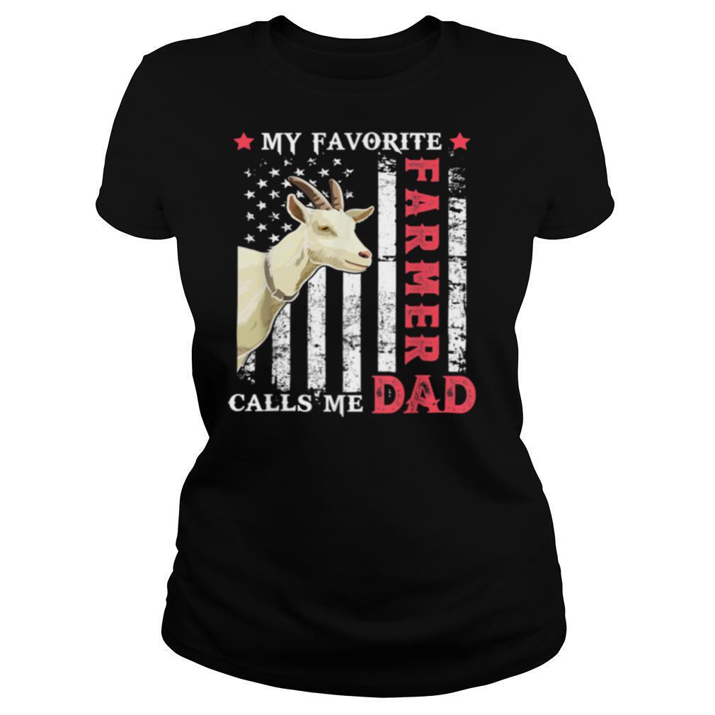 My Favorite Farmer Calls Me Dad Goat USA Flag Fathers day shirt