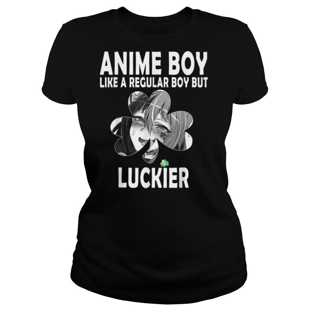 St Patrick's Day Anime Boy Shamrock Aesthetic Funny Manga T Shirt