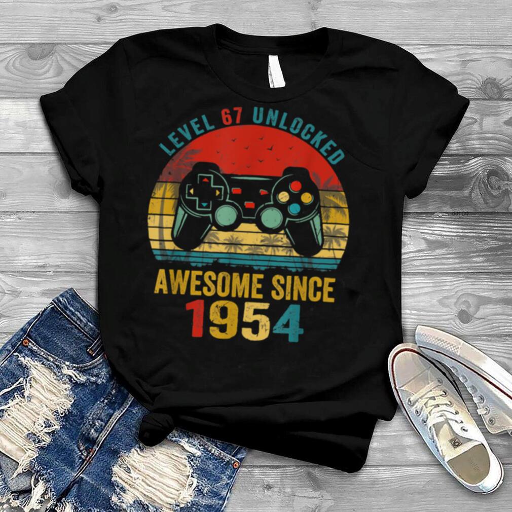 ~tmp90_Level 67 Unlocked Awesome Since 1954 Video Game 67th Bday Shirt