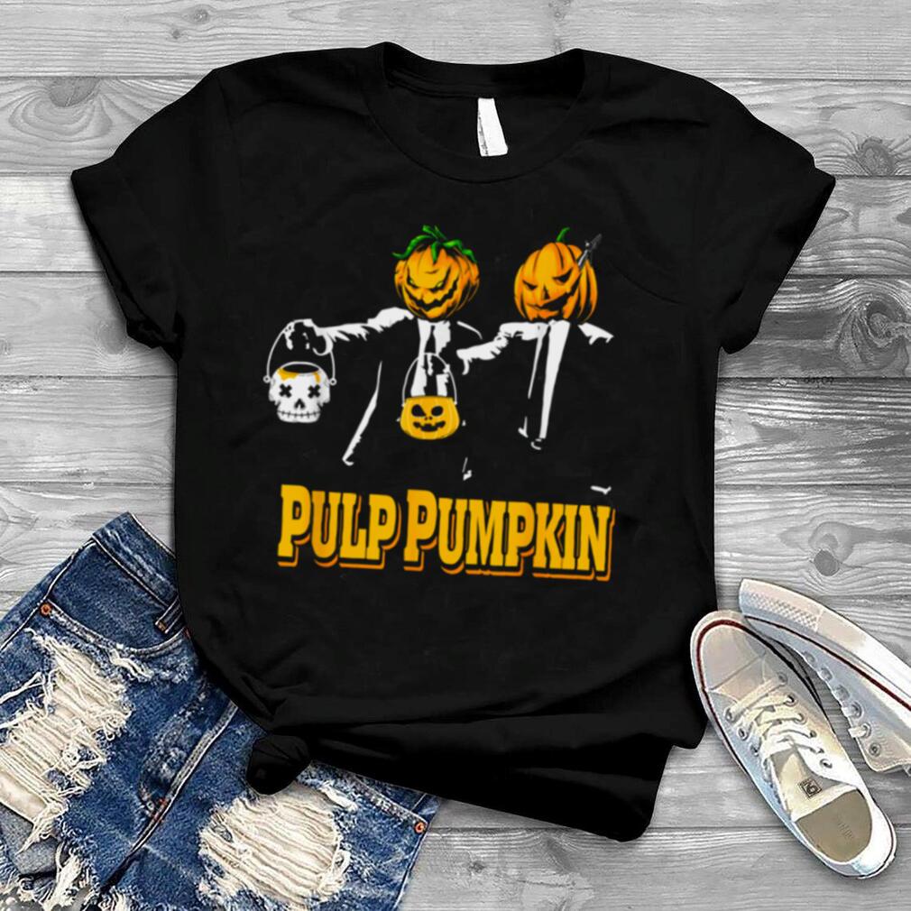 Pulp Pumpkin Movie Parody Scary Orange Halloween Hallowtine shirt