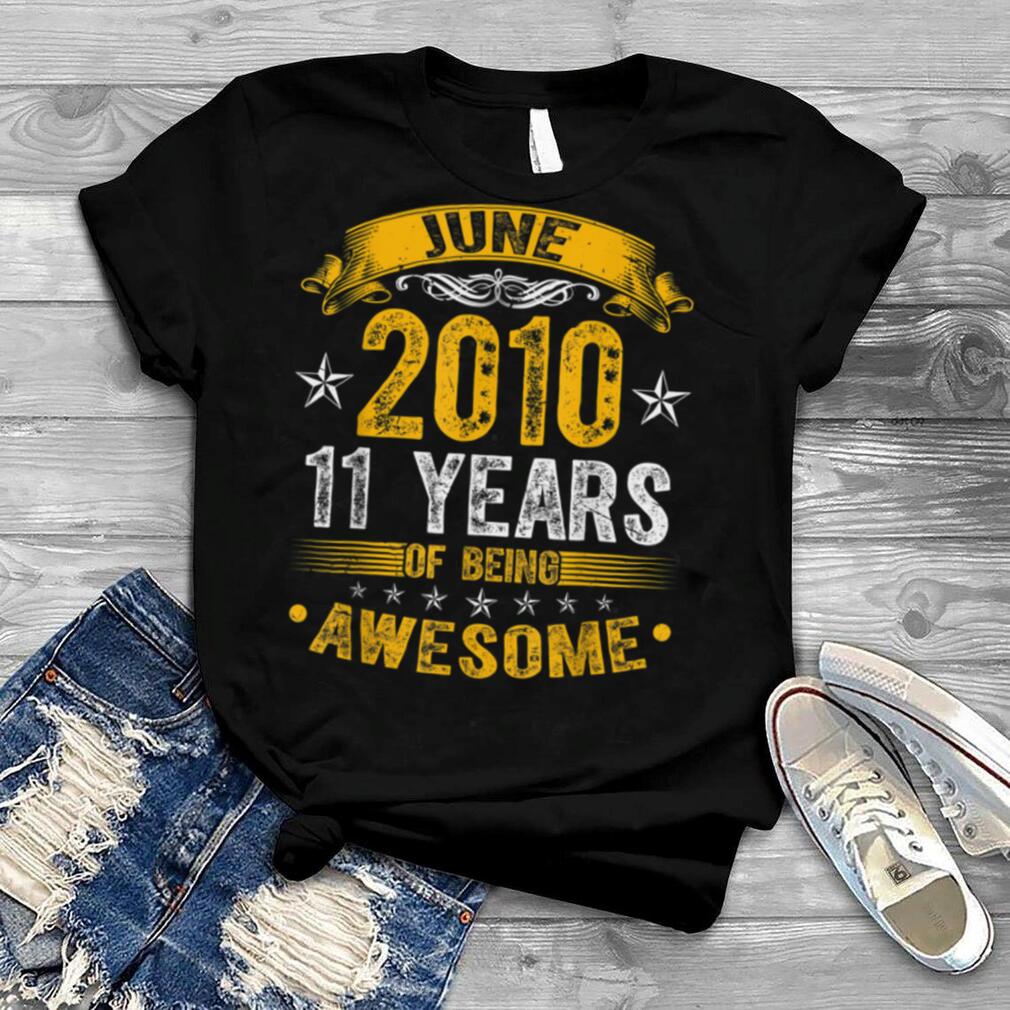 11th Birthday Distressed June 2010 Boy Girl 11 Years Old T Shirt