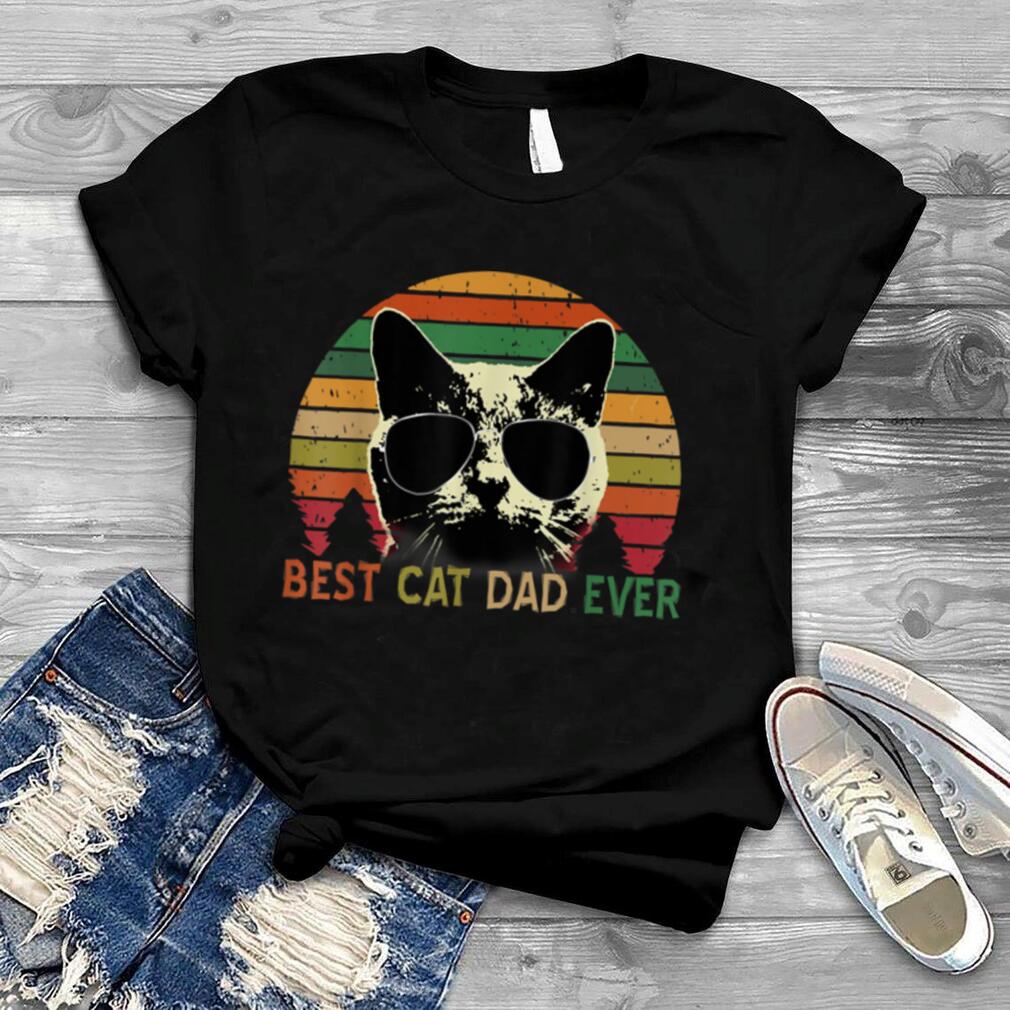 Best Cat Dad Ever. Vintage Retro Cat Fathers day T Shirt