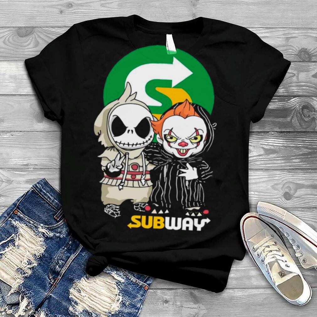Best Friends Jack Skellington And Baby Pennywise Subway Logo shirt