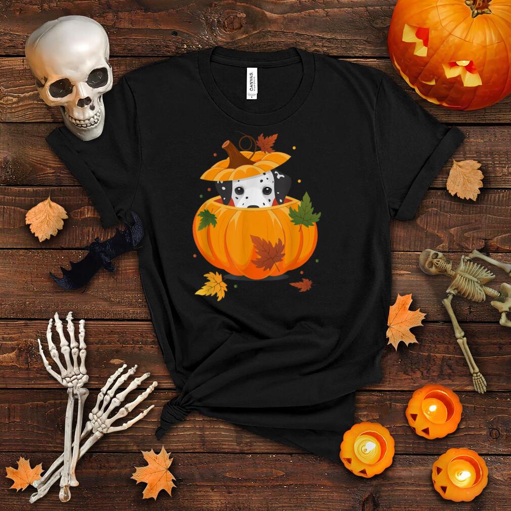 Fall & Thanksgiving Shirts Dalmatian Dog, Pumpkin & Leaves T Shirt