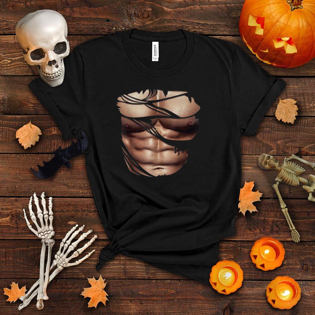 Fake Muscles Ripped Torn Chest Six Pack Abs Fitness Model Women's T-Shirt