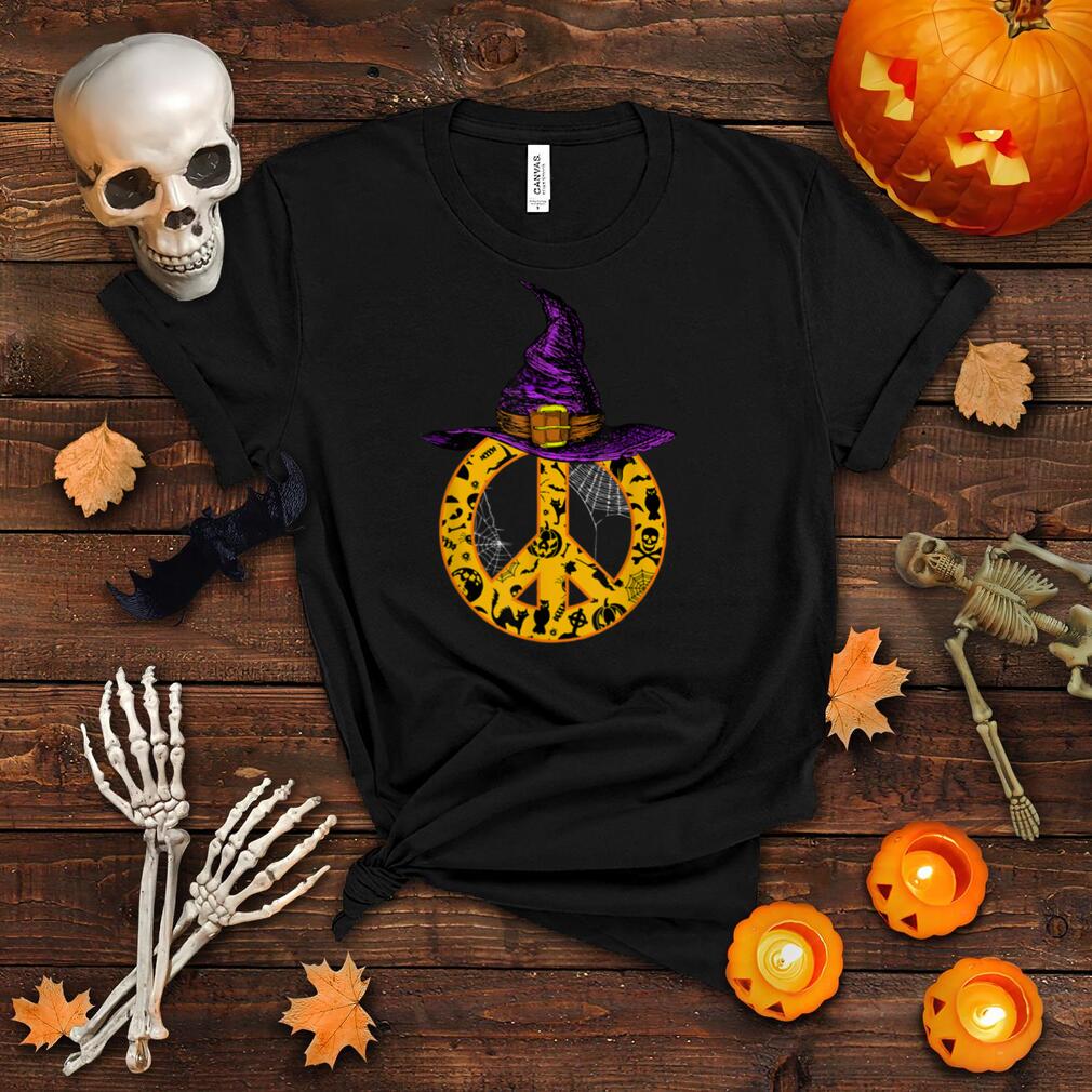 Halloween Peace Sign Witch Hat Scary Halloween Hippie T Shirt