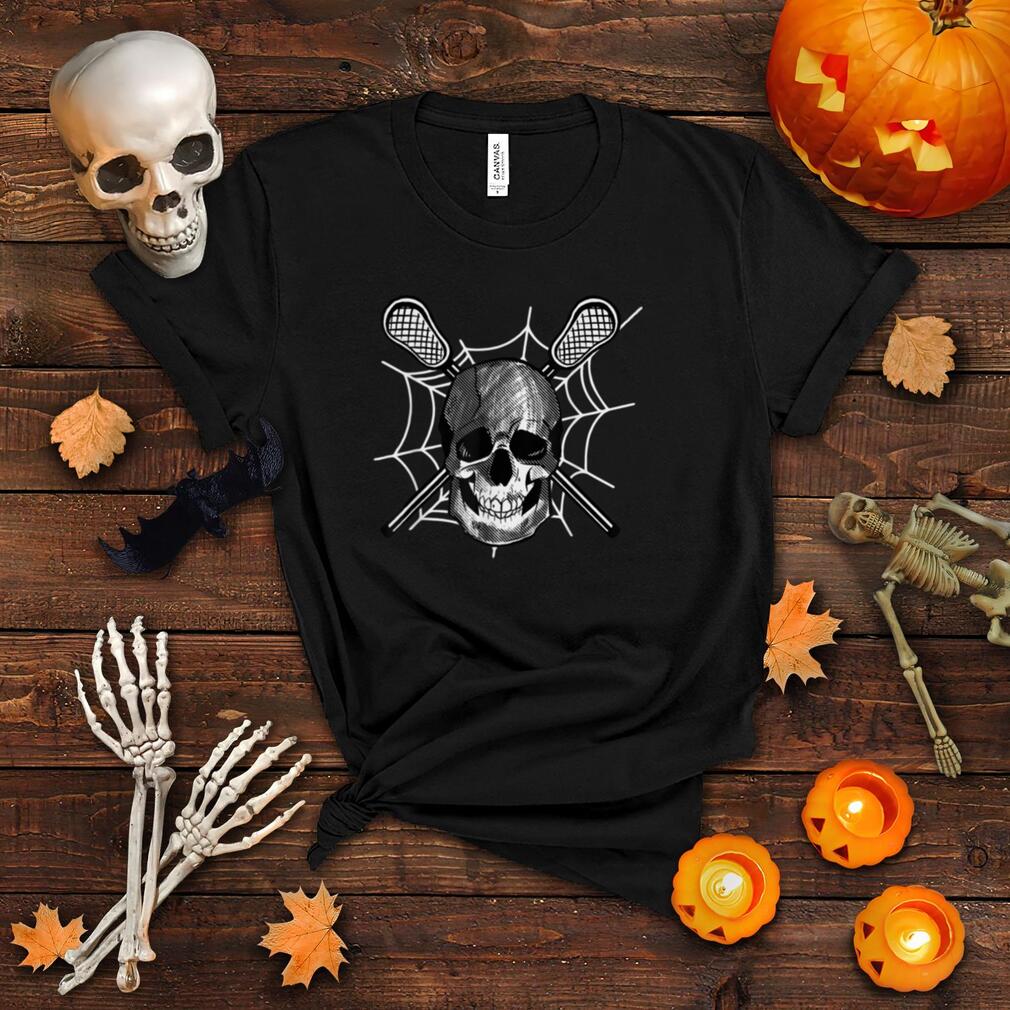 Lacrosse Skull Lazy Halloween Costume Skeleton Cross Bones T Shirt