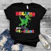 Rolling into 1st Grade Dinosaur Skateboarding Back To School T Shirt
