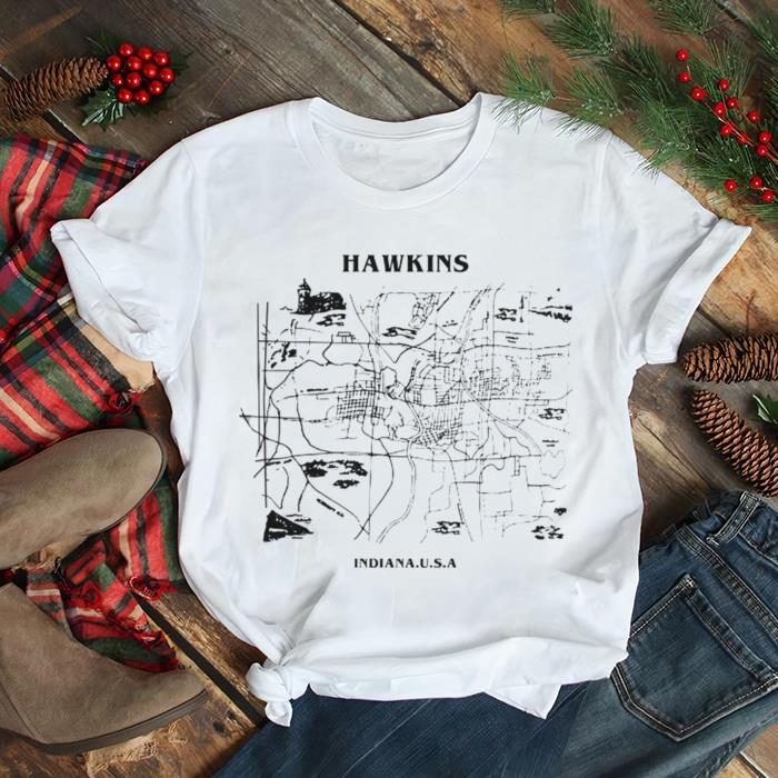 Envision Grønne bønner Indstilling Stranger Things season 3 Hawkins Indiana USA map shirt