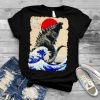 Godzilla and the wave shirt