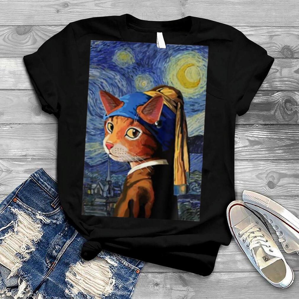 Cat Starry Night Cat Cat Art Van Gogh Style shirt