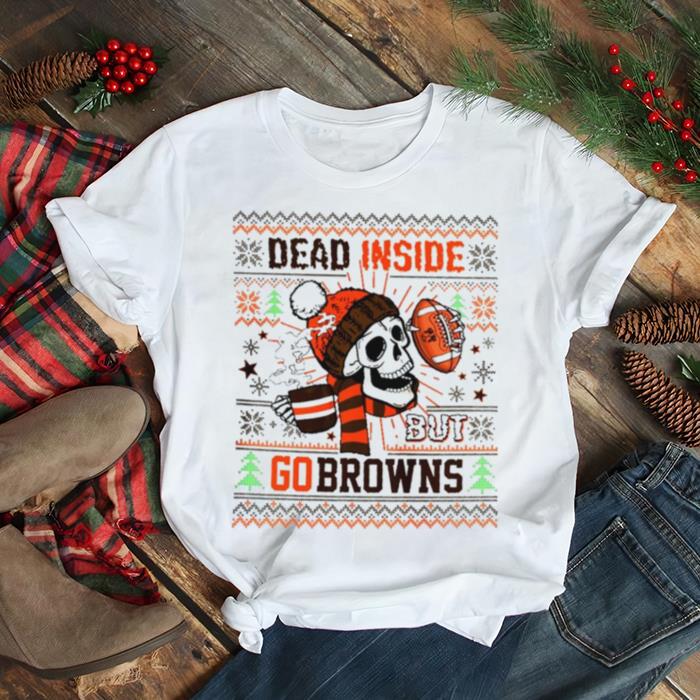 Skull dead inside but go Cleveland Browns Ugly Christmas shirt